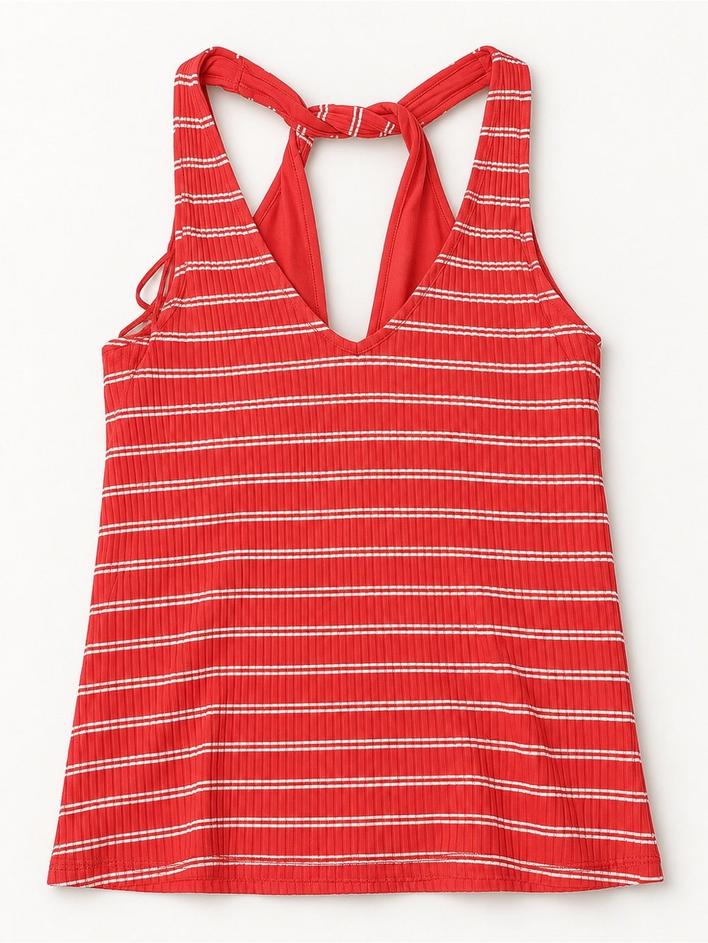 Old Navy Reddish Orange& White Striped Ribbed Tank Top – Women’s Small